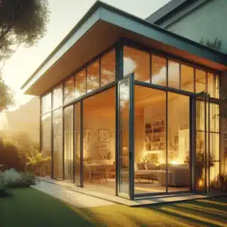 warm and inviting home extension featuring large glass doors that open up to a garden, showcasing the transformative power of well-thought-out const
