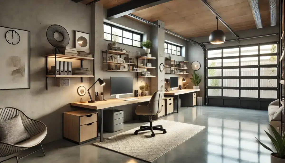 Converted garage creating a modern home office