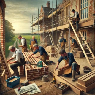 a group of men working on a norfolk construction site