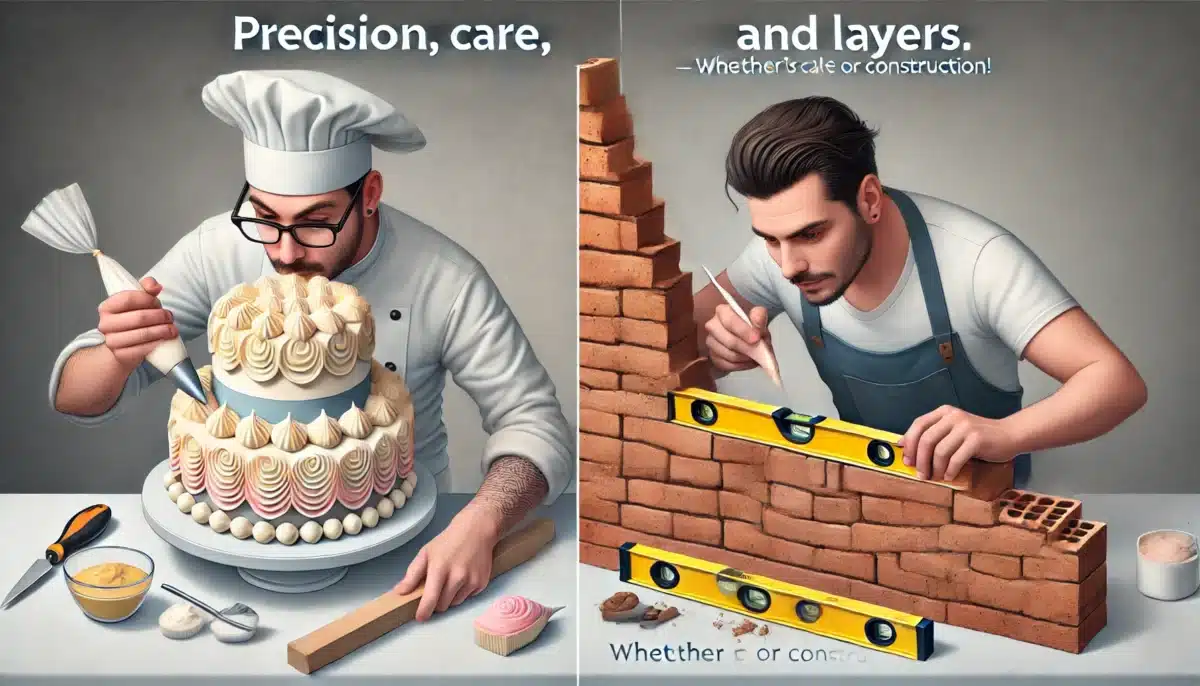 An-image-showing-a-baker-icing-a-multi-layered-cake-on-the-left-side-and-a-builder-laying-bricks-on-the-right-side-1-1200x686.webp