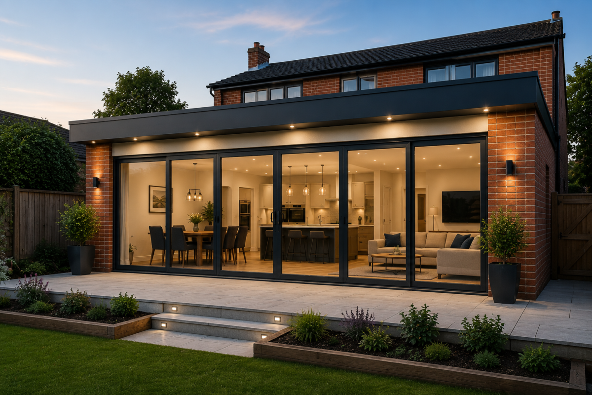 Contemporary rear house extension completed by Stellar Construction in Norfolk