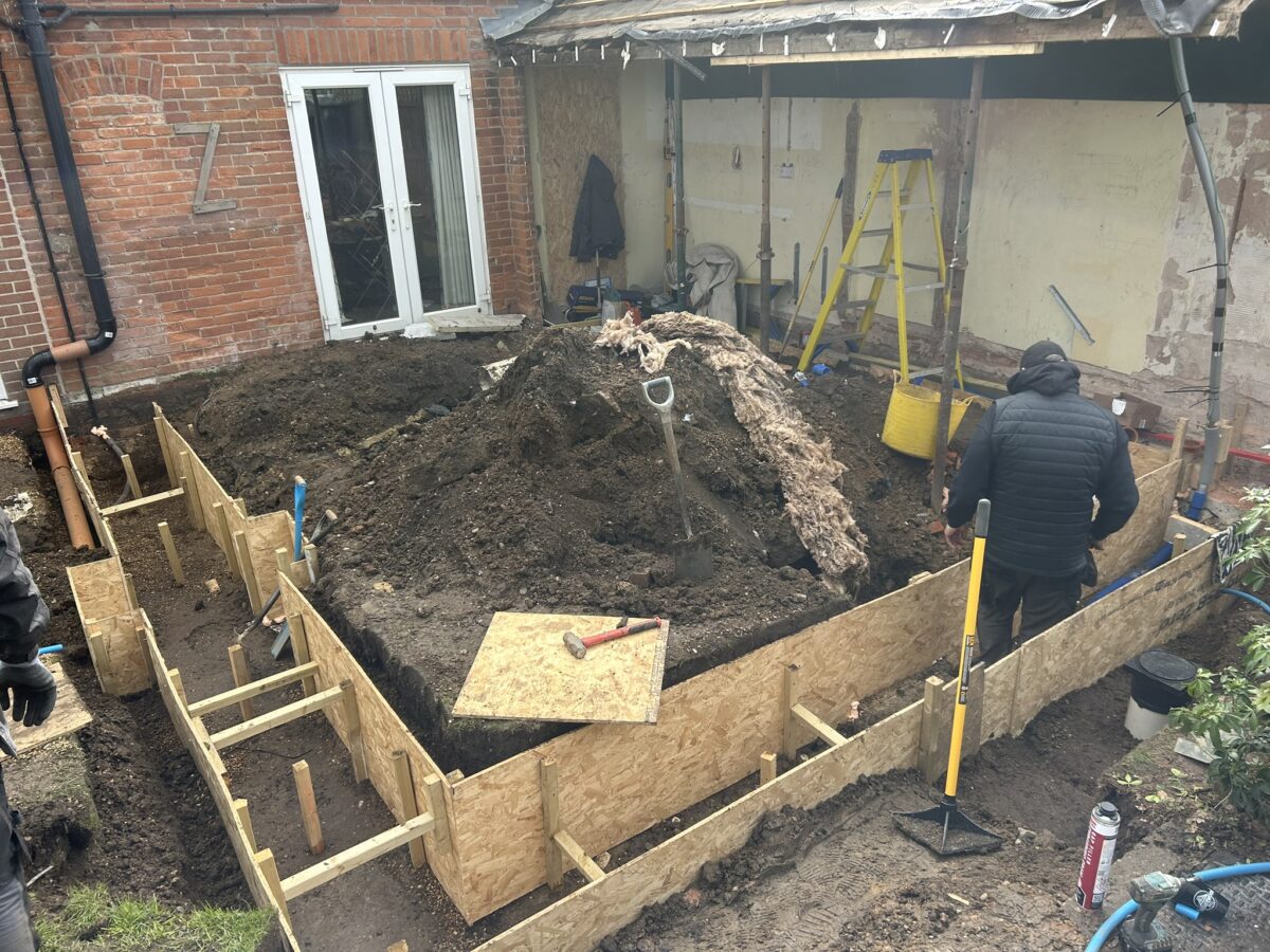 Timber formwork for the South Walsham extension foundations