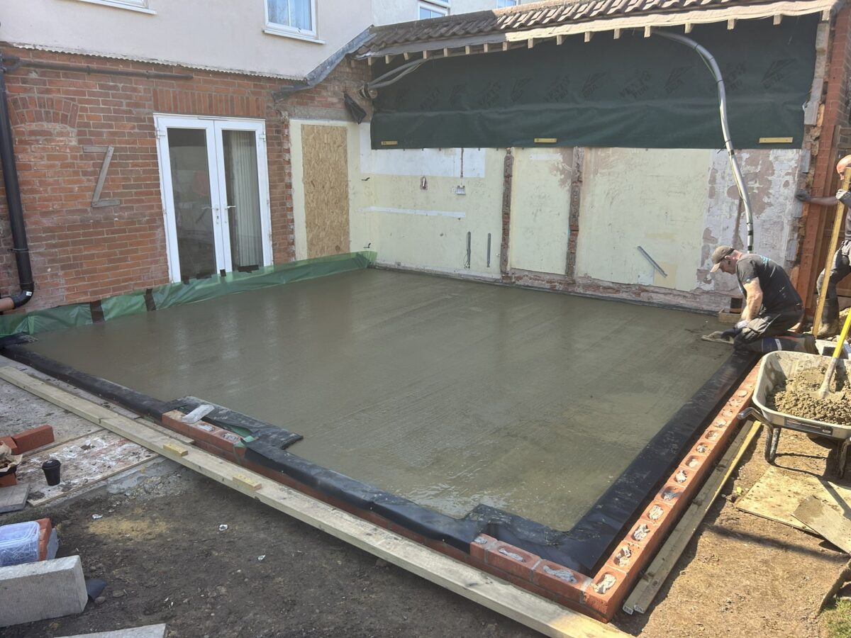 Concrete floor slab poured for the South Walsham extension