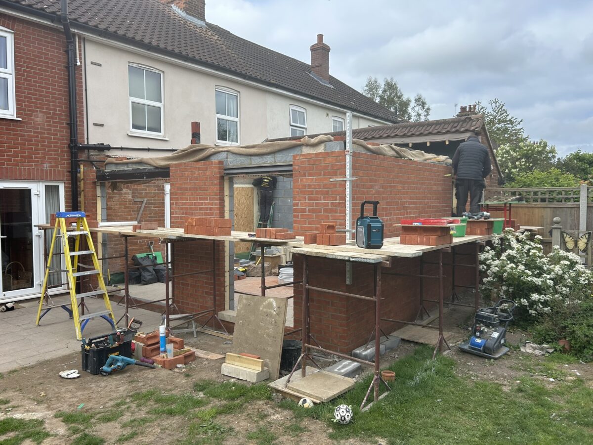 New brick walls taking shape on the South Walsham extension