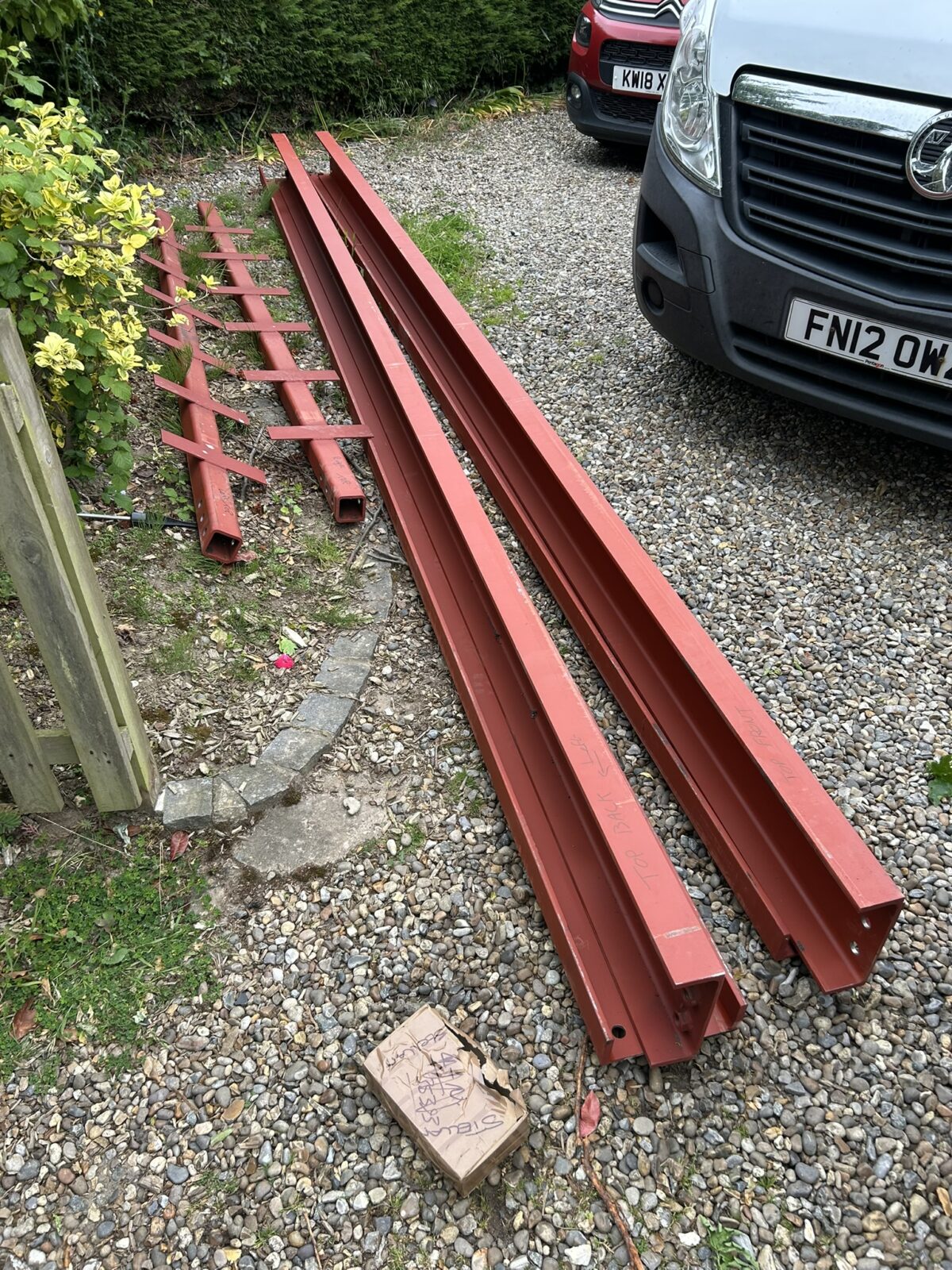 Structural steel beams prepared for the South Walsham extension