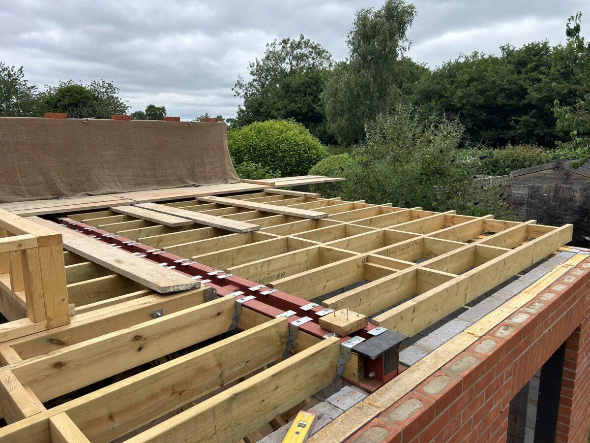 Timber roof joists constructed over the South Walsham extension