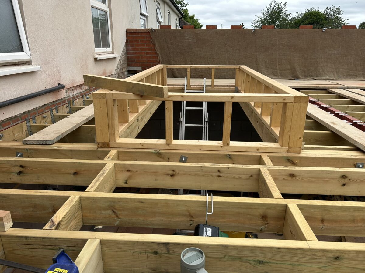 Hand-built timber roof structure for the South Walsham extension